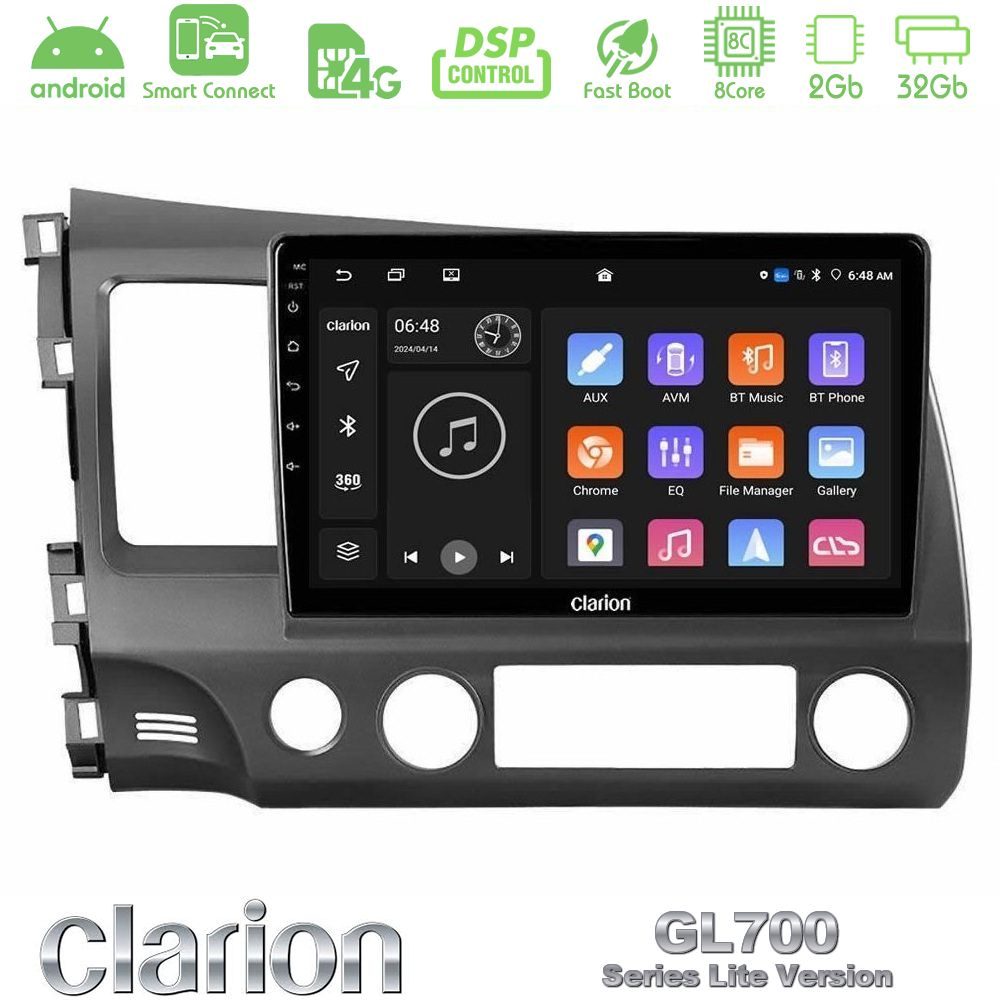 Clarion GL700 Lite Series 8Core Android ClarionOS 2+32GB Honda Civic 2006-2011 Navigation Multimedia Tablet 10" Με Carplay & Android Auto