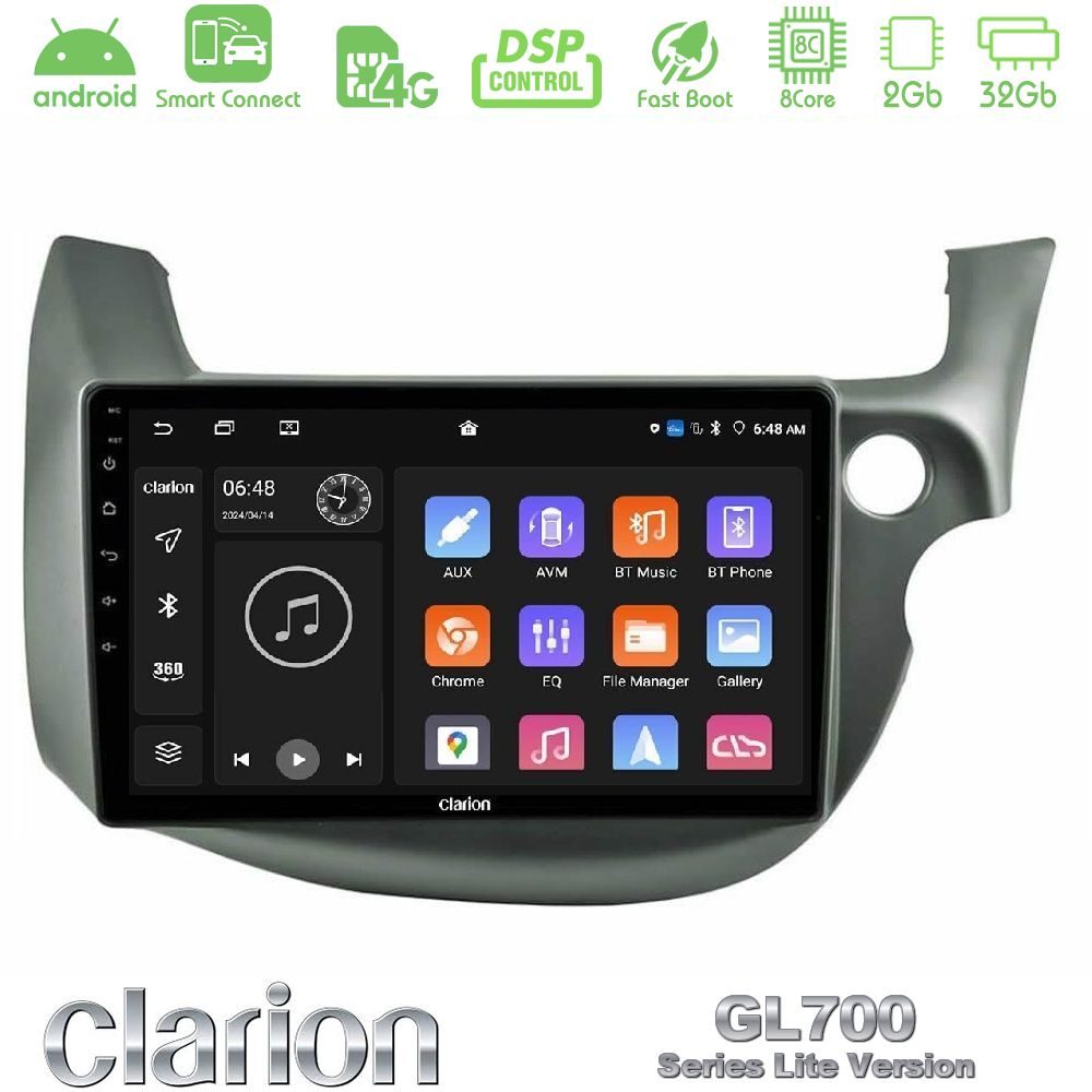 Clarion GL700 Lite Series 8Core Android ClarionOS 2+32GB Honda Jazz (Fit) 2009-2013 RHD Navigation Multimedia Tablet 10" Με Carplay & Android Auto