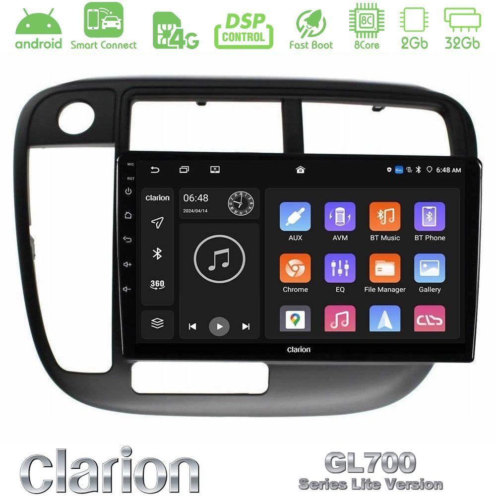 Clarion GL700 Lite Series 8Core Android ClarionOS 2+32GB Honda Civic 1995-2001 Navigation Multimedia Tablet 9" Με Carplay & Android Auto