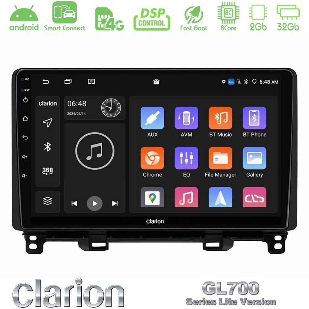 Clarion GL700 Lite Series 8Core Android ClarionOS 2+32GB Honda Jazz RHD 2021-2025 Navigation Multimedia Tablet 10" Με Carplay & Android Auto
