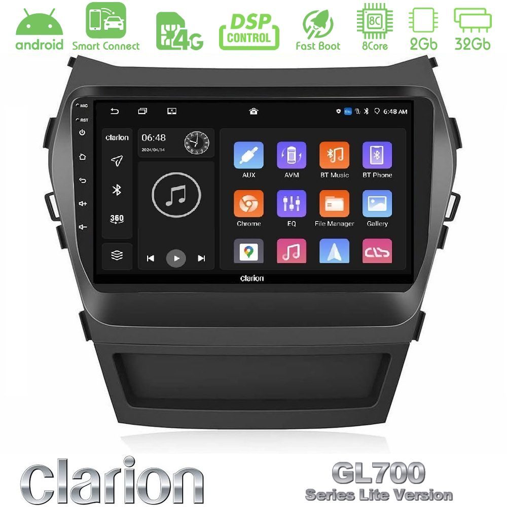 Clarion GL700 Lite Series 8Core Android ClarionOS 2+32GB Hyundai iX45 2012-2017 Navigation Multimedia Tablet 9" Με Carplay & Android Auto