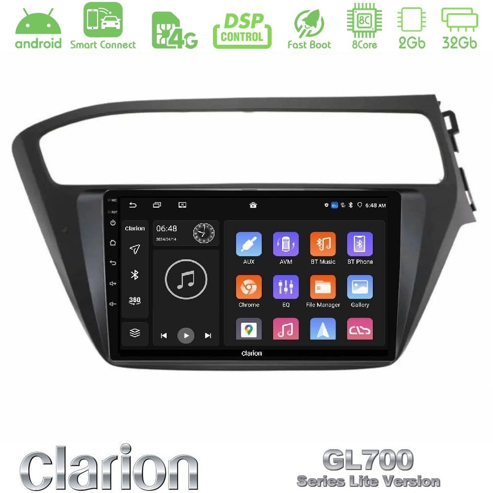 Clarion GL700 Lite Series 8Core Android ClarionOS 2+32GB Hyundai i20 2018-2020 RHD Navigation Multimedia Tablet 9" Με Carplay & Android Auto