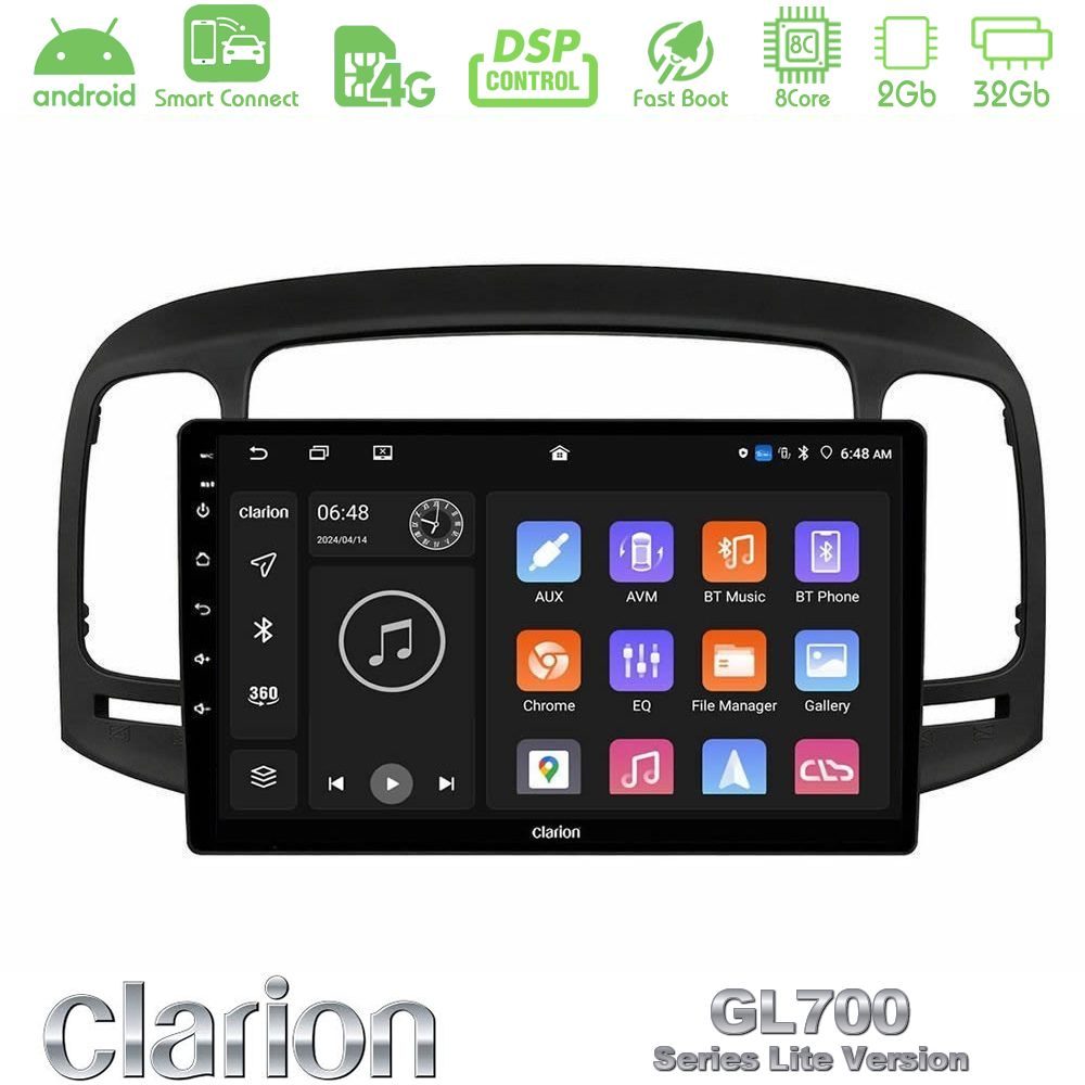 Clarion GL700 Lite Series 8Core Android ClarionOS 2+32GB Hyundai Accent 2006-2011 Navigation Multimedia Tablet 9" Με Carplay & Android Auto