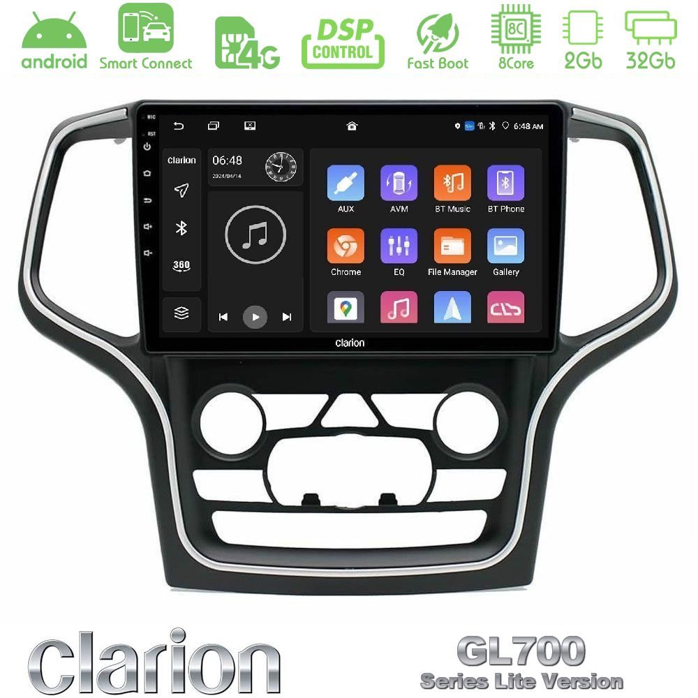 Clarion GL700 Lite Series 8Core Android ClarionOS 2+32GB Jeep Grand Cherokee 2014-2020 Navigation Multimedia Tablet 10" Με Carplay & Android Auto