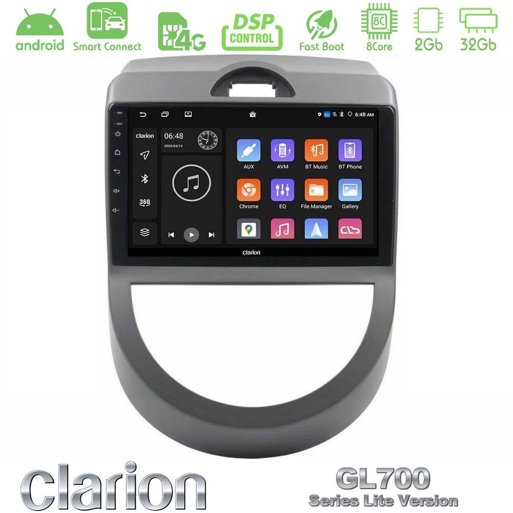 Clarion GL700 Lite Series 8Core Android ClarionOS 2+32GB Kia Soul 2009-2011 Navigation Multimedia Tablet 9" Με Carplay & Android Auto