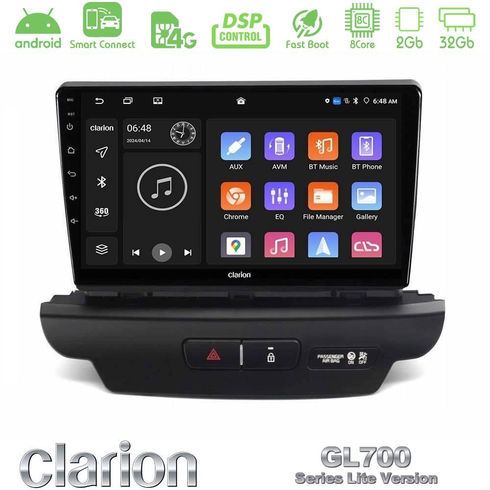 Clarion GL700 Lite Series 8Core Android ClarionOS 2+32GB Kia Ceed 2018-2023 Navigation Multimedia Tablet 9" Με Carplay & Android Auto (Low Version)