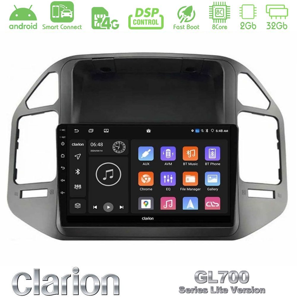 Clarion GL700 Lite Series 8Core Android ClarionOS 2+32GB Mitsubishi Pajero 2002-2006 Navigation Multimedia Tablet 9" Με Carplay & Android Auto