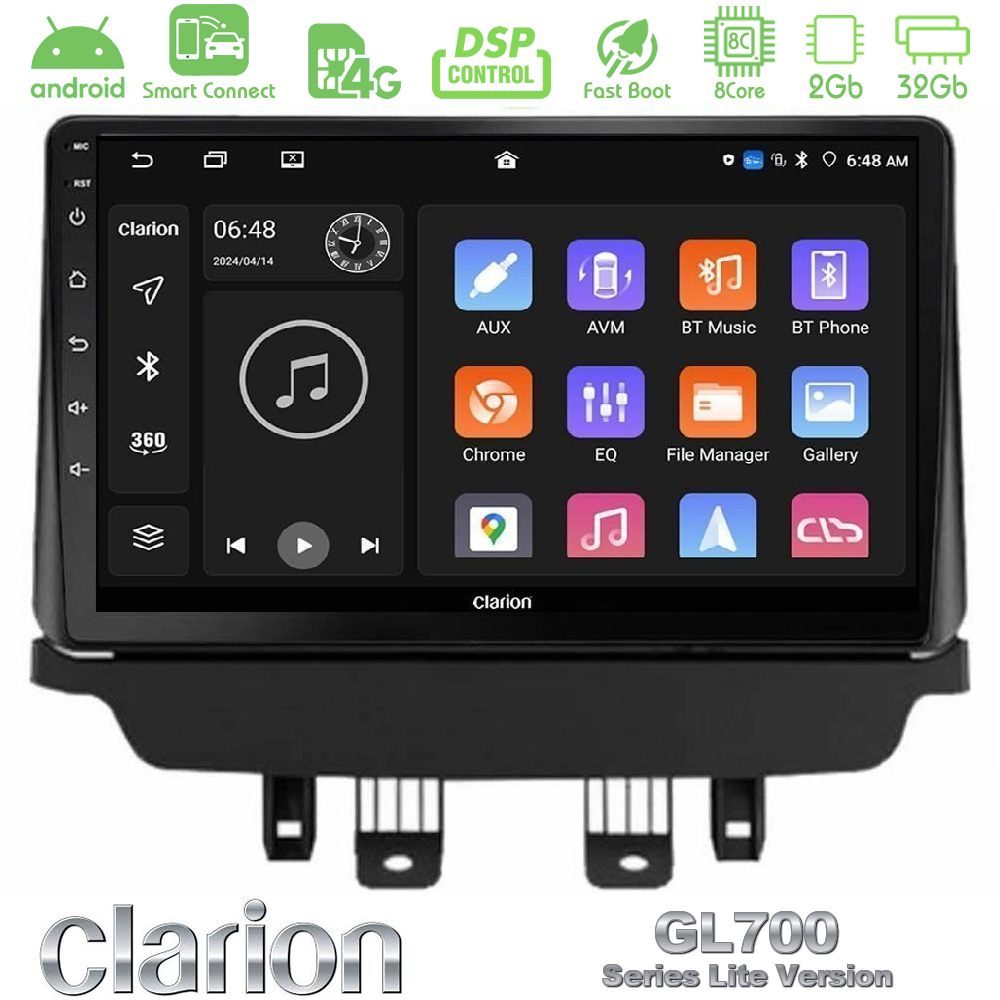 Clarion GL700 Lite Series 8Core Android ClarionOS 2+32GB Mazda 2 2014-2021 Navigation Multimedia Tablet 9" Με Carplay & Android Auto