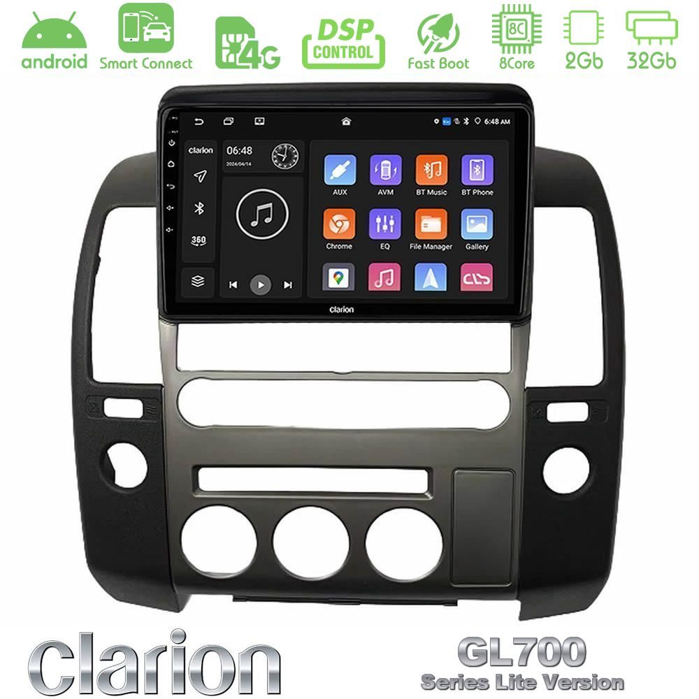Clarion GL700 Lite Series 8Core Android ClarionOS 2+32GB Nissan Navara D40 2006-2012 (με εργ.οθόνη) Navigation Multimedia Tablet 9" Με Carplay & Android Auto