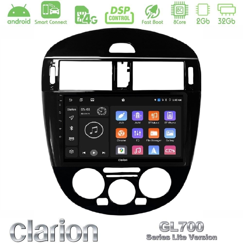 Clarion GL700 Lite Series 8Core Android ClarionOS 2+32GB Nissan Pulsar 2015-2018 (Manual A/C) Navigation Multimedia Tablet 9" Με Carplay & Android Auto