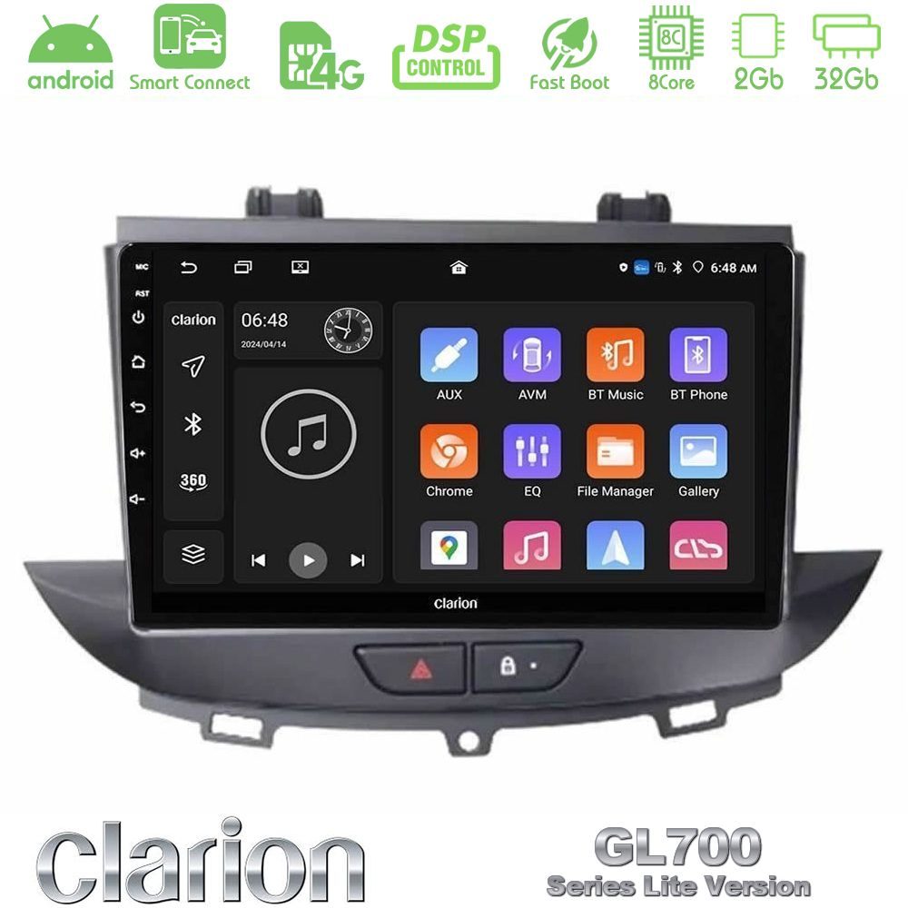 Clarion GL700 Lite Series 8Core Android ClarionOS 2+32GB Opel Grandland/Crossland X Navigation Multimedia Tablet 9" Με Carplay & Android Auto