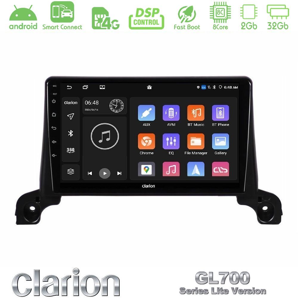 Clarion GL700 Lite Series 8Core Android ClarionOS 2+32GB Peugeot 3008/5008 2017-2023 Navigation Multimedia Tablet 9" Με Carplay & Android Auto