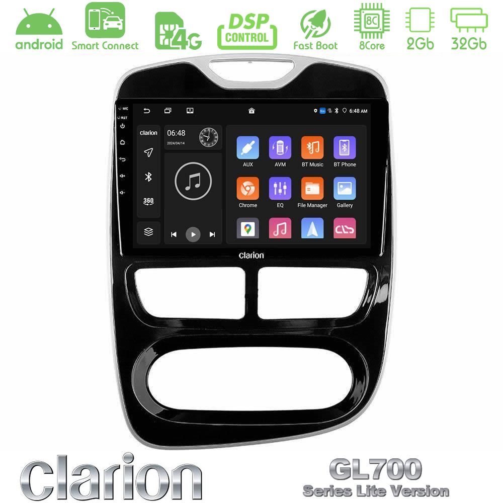Clarion GL700 Lite Series 8Core Android ClarionOS 2+32GB Renault Clio 2012-2016 Navigation Multimedia Tablet 9" Με Carplay & Android Auto