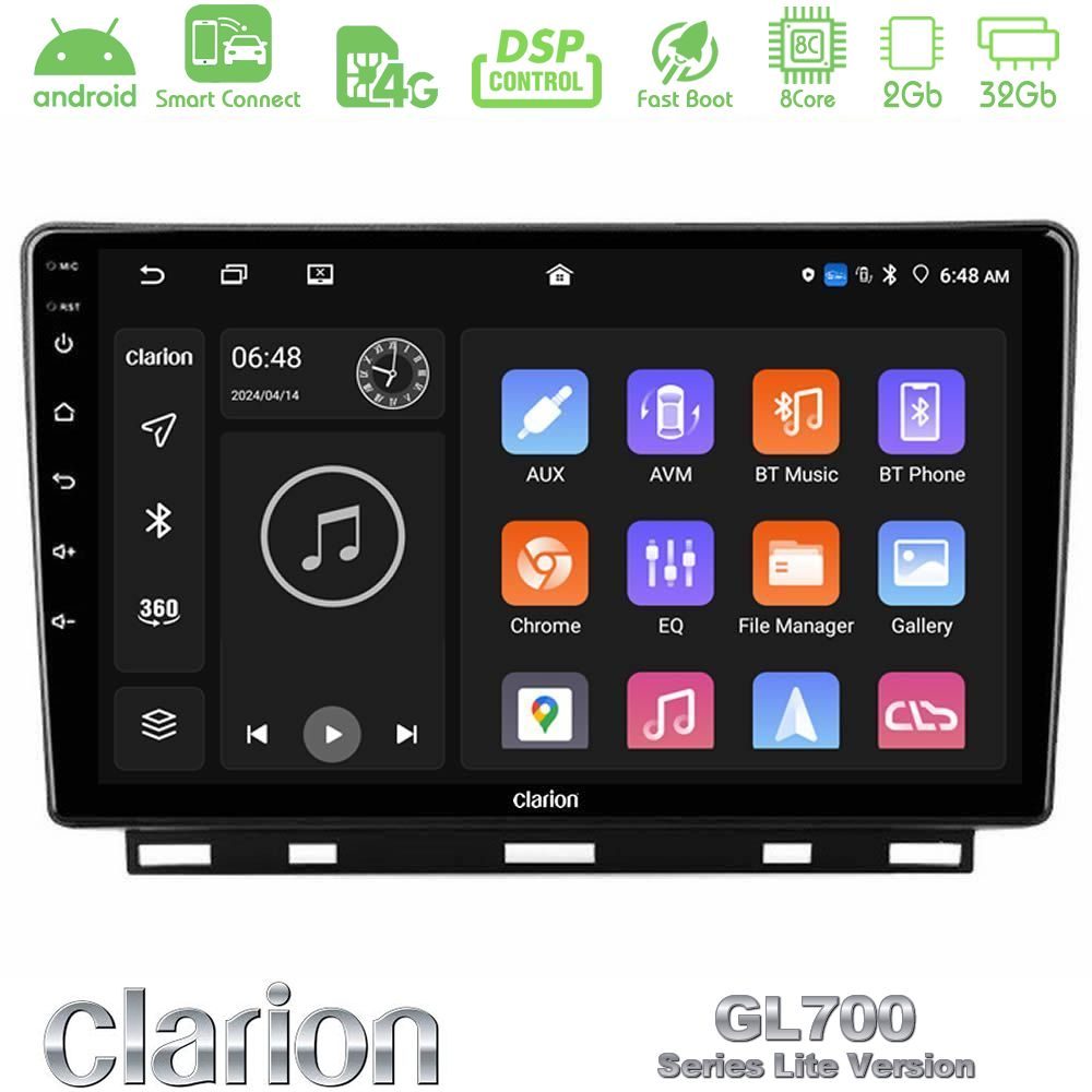 Clarion GL700 Lite Series 8Core Android ClarionOS 2+32GB Renault Clio 5 2020-2025 Navigation Multimedia Tablet 9" Με Carplay & Android Auto