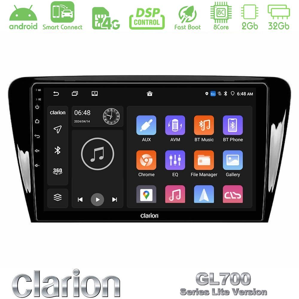 Clarion GL700 Lite Series 8Core Android ClarionOS 2+32GB Skoda Octavia 7 Navigation Multimedia Tablet 10" Με Carplay & Android Auto