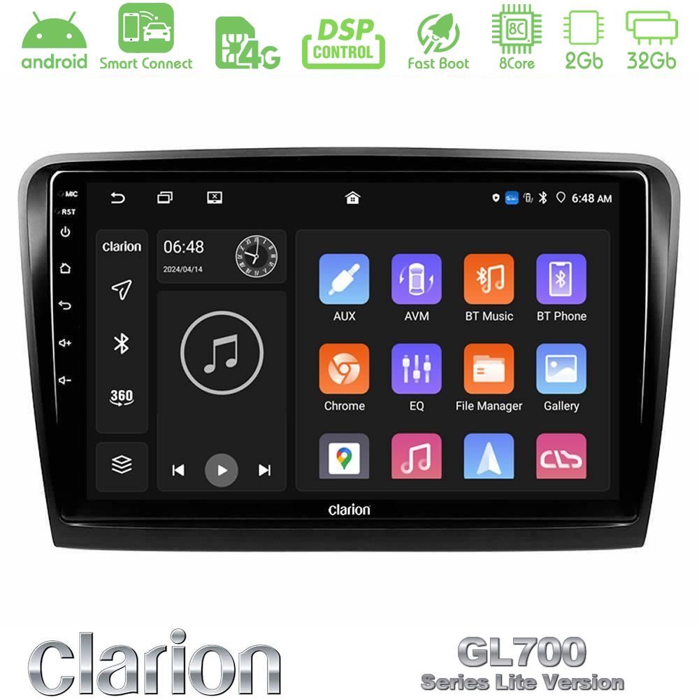 Clarion GL700 Lite Series 8Core Android ClarionOS 2+32GB Skoda Superb 2008-2015 Navigation Multimedia Tablet 10" Με Carplay & Android Auto