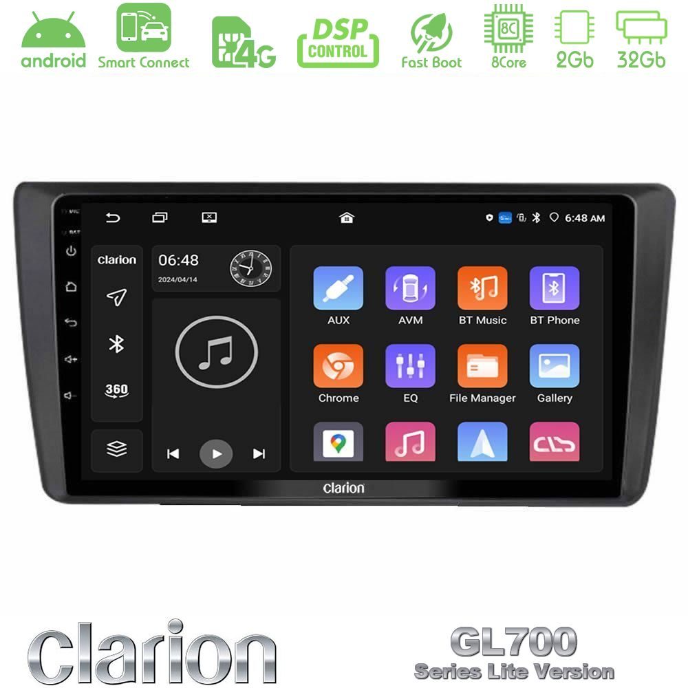 Clarion GL700 Lite Series Skoda Octavia 2004-2012 8Core Android ClarionOS 2+32GB Navigation Multimedia Tablet 9" Με Carplay & Android Auto
