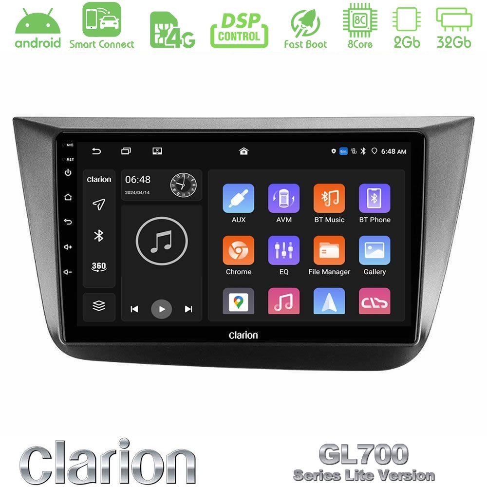 Clarion GL700 Lite Series 8Core Android ClarionOS 2+32GB Seat Altea 2004-2015 Navigation Multimedia Tablet 9" Με Carplay & Android Auto
