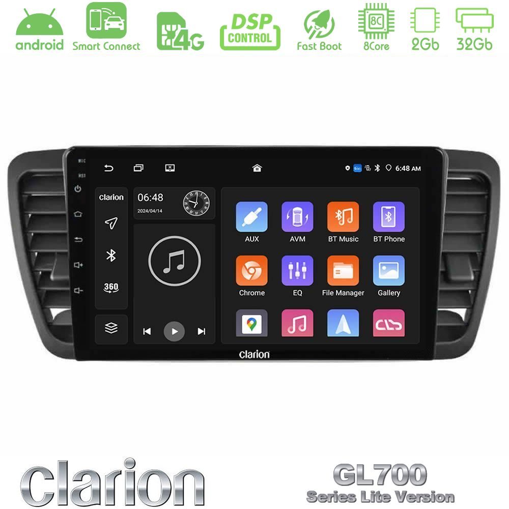 Clarion GL700 Lite Series 8Core Android ClarionOS 2+32GB Subaru Legacy/Outback 2002-2008 Navigation Multimedia Tablet 9" Με Carplay & Android Auto