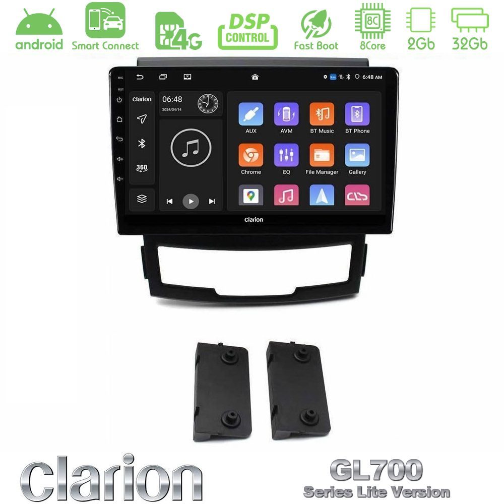 Clarion GL700 Lite Series 8Core Android ClarionOS 2+32GB Ssangyong Korando 2010-2014 Navigation Multimedia Tablet 9" Με Carplay & Android Auto
