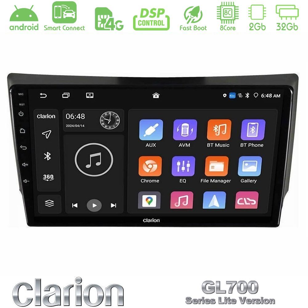 Clarion GL700 Lite Series 8Core Android ClarionOS 2+32GB Ssangyong Rexton 2002-2006 Navigation Multimedia Tablet 9" Με Carplay & Android Auto