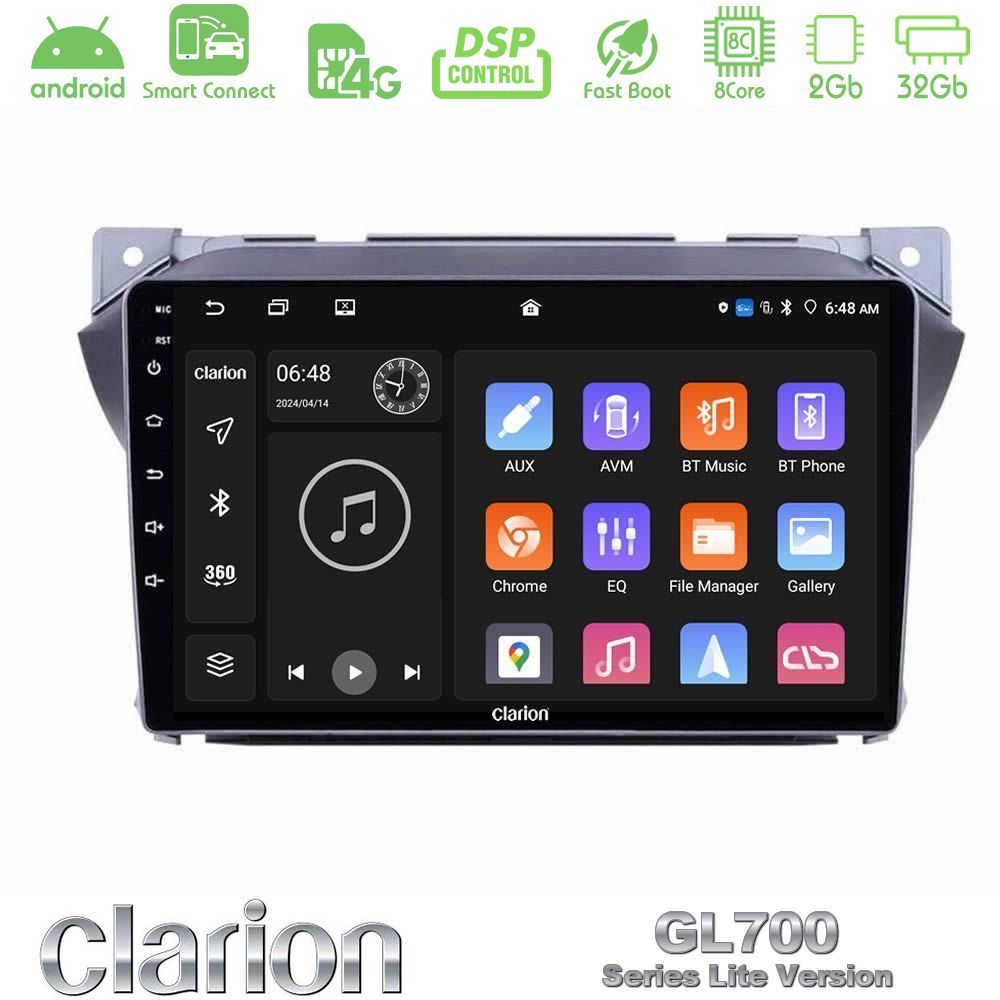Clarion GL700 Lite Series Suzuki Alto & Nissan Pixo 8Core Android ClarionOS 2+32GB Navigation Multimedia Tablet 9" Με Carplay & Android Auto