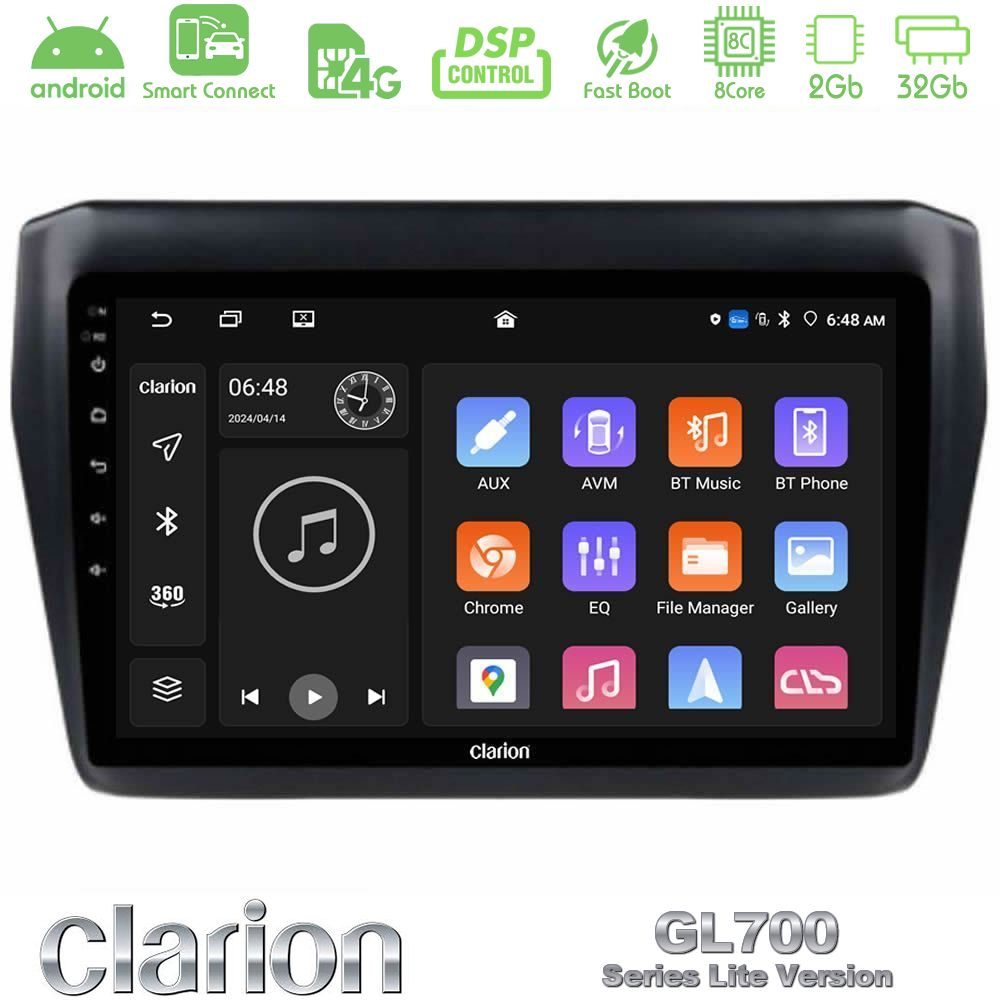 Clarion GL700 Lite Series 8Core Android ClarionOS 2+32GB Suzuki Swift 2017-2023 Navigation Multimedia Tablet 9" Με Carplay & Android Auto