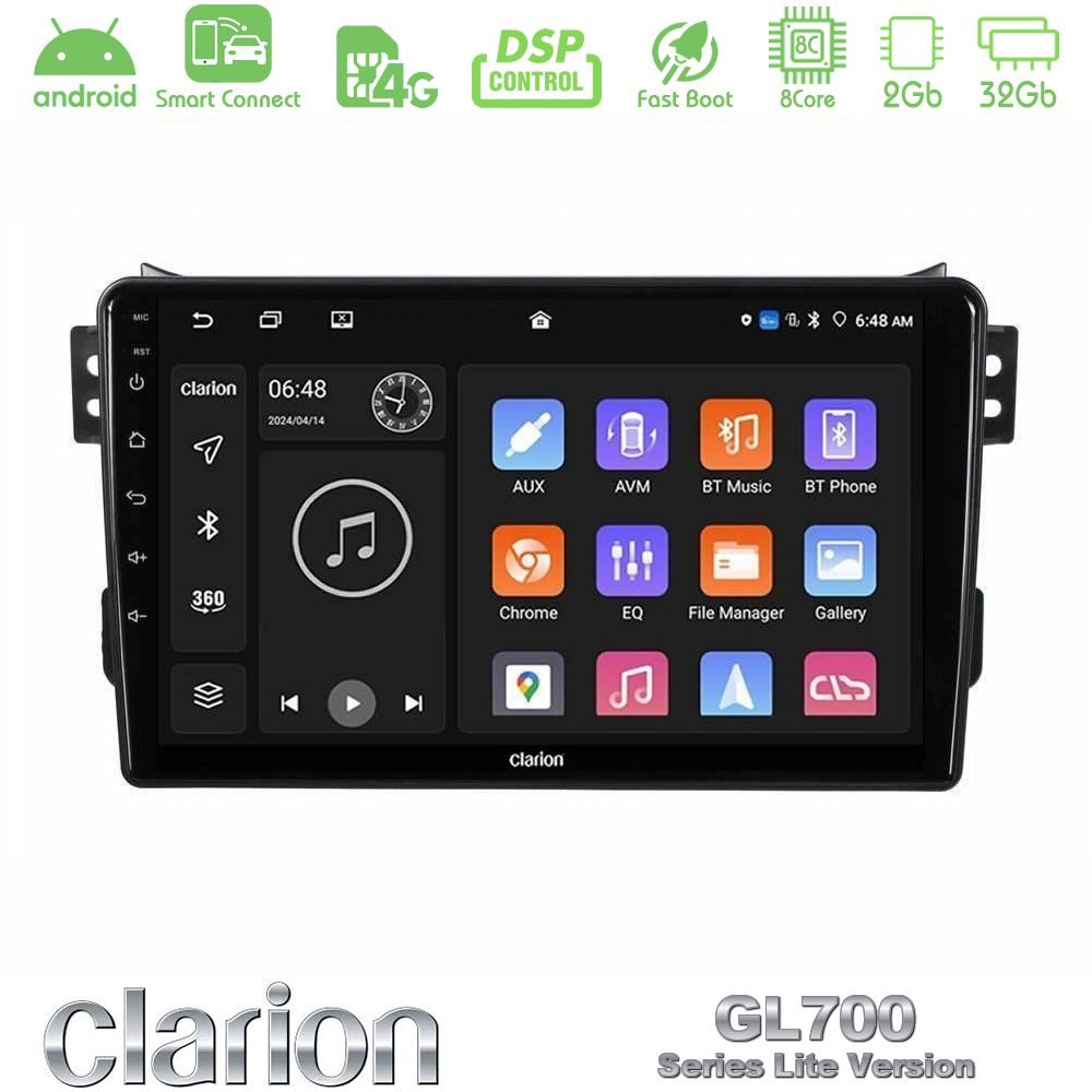 Clarion GL700 Lite Series 8Core Android ClarionOS 2+32GB Suzuki Splash & Opel Agila 2008-2014 Navigation Multimedia Tablet 9" Με Carplay & Android Auto