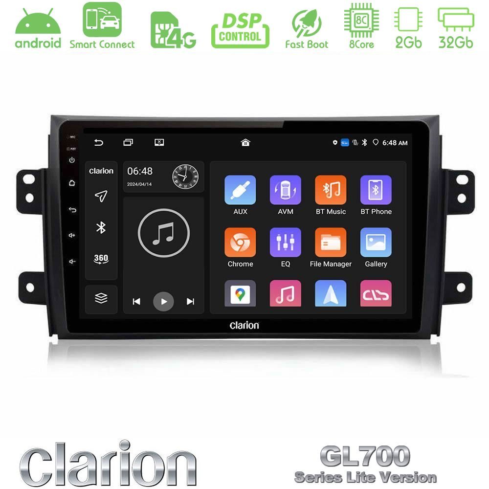 Clarion GL700 Lite Series 8Core Android ClarionOS 2+32GB Suzuki SX4 2006-2014 Fiat Sedici 2006-2014 Navigation Multimedia Tablet 9" Με Carplay & Android Auto