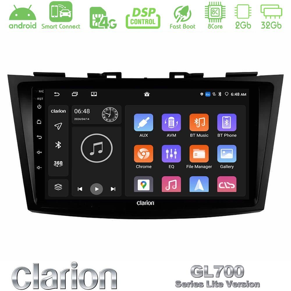 Clarion GL700 Lite Series 8Core Android ClarionOS 2+32GB Suzuki Swift 2011-2016 Navigation Multimedia Tablet 9" Με Carplay & Android Auto
