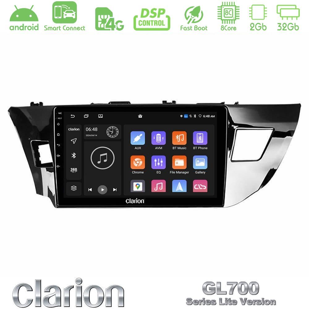 Clarion GL700 Lite Series 8Core Android ClarionOS 2+32GB Toyota Corolla 2014-2016 Navigation Multimedia Tablet 10" Με Carplay & Android Auto