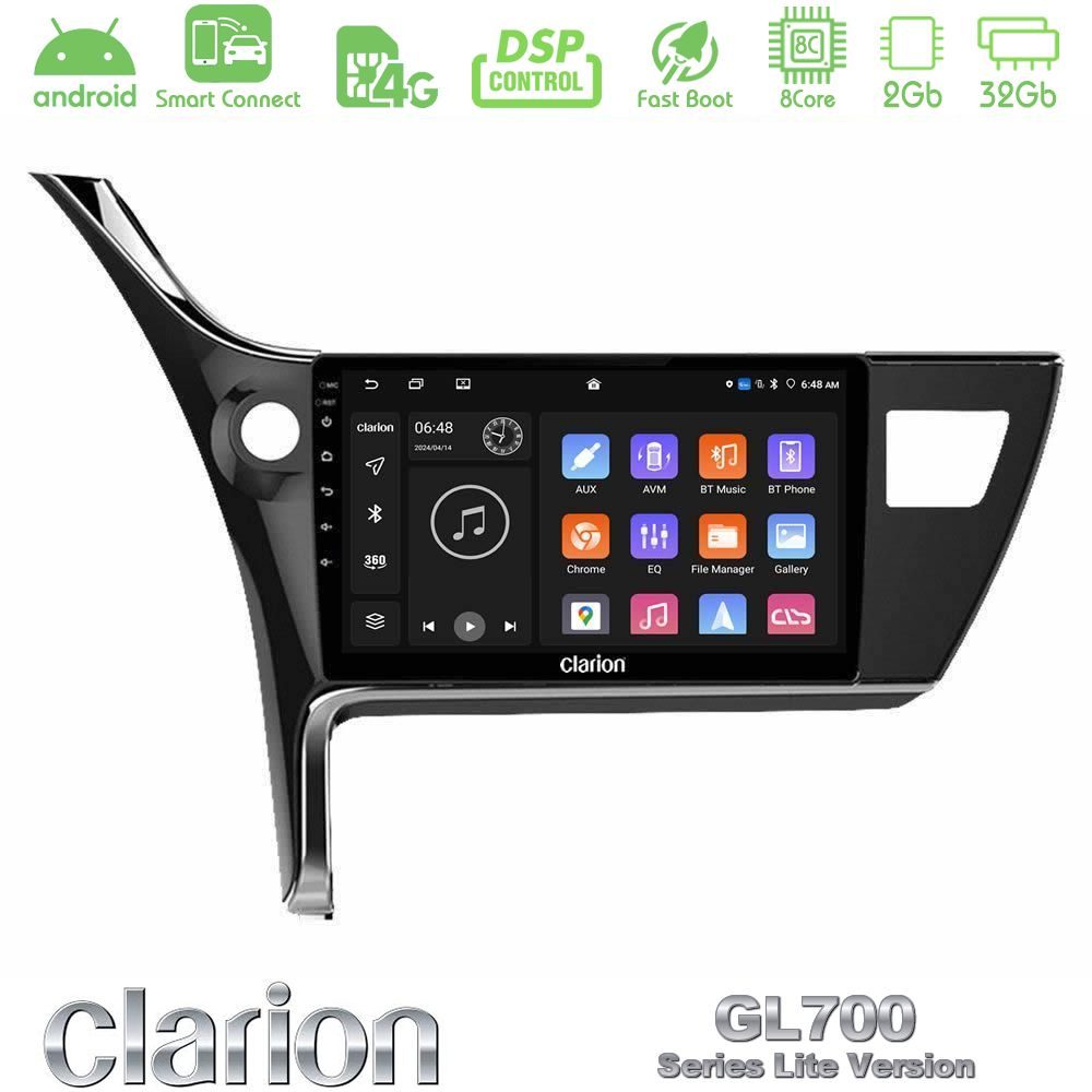Clarion GL700 Lite Series 8Core Android ClarionOS 2+32GB Toyota Corolla 2017-2018 Navigation Multimedia Tablet 10" Με Carplay & Android Auto