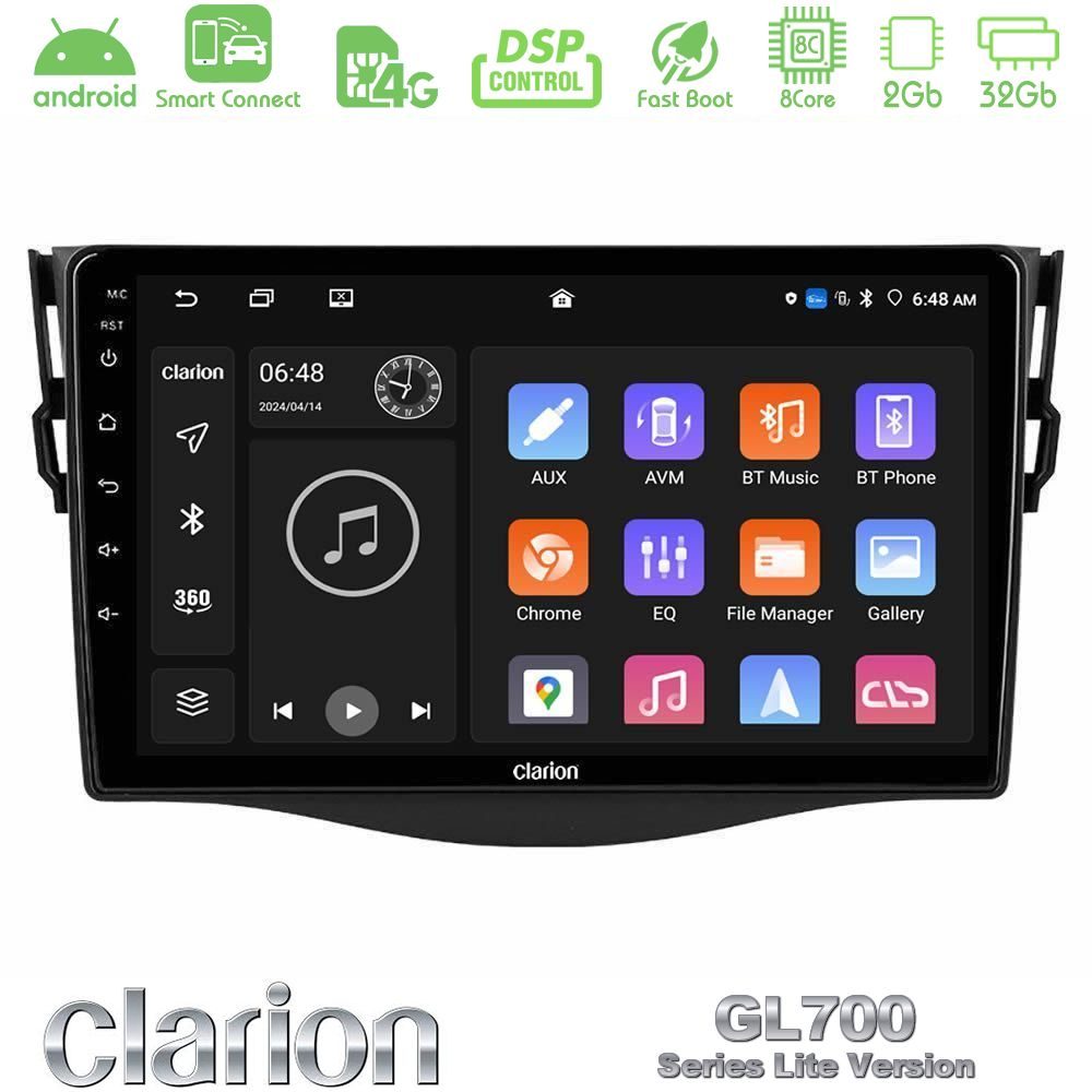 Clarion GL700 Lite Series 8Core Android ClarionOS 2+32GB Toyota RAV4 Navigation Multimedia Tablet 9" Με Carplay & Android Auto