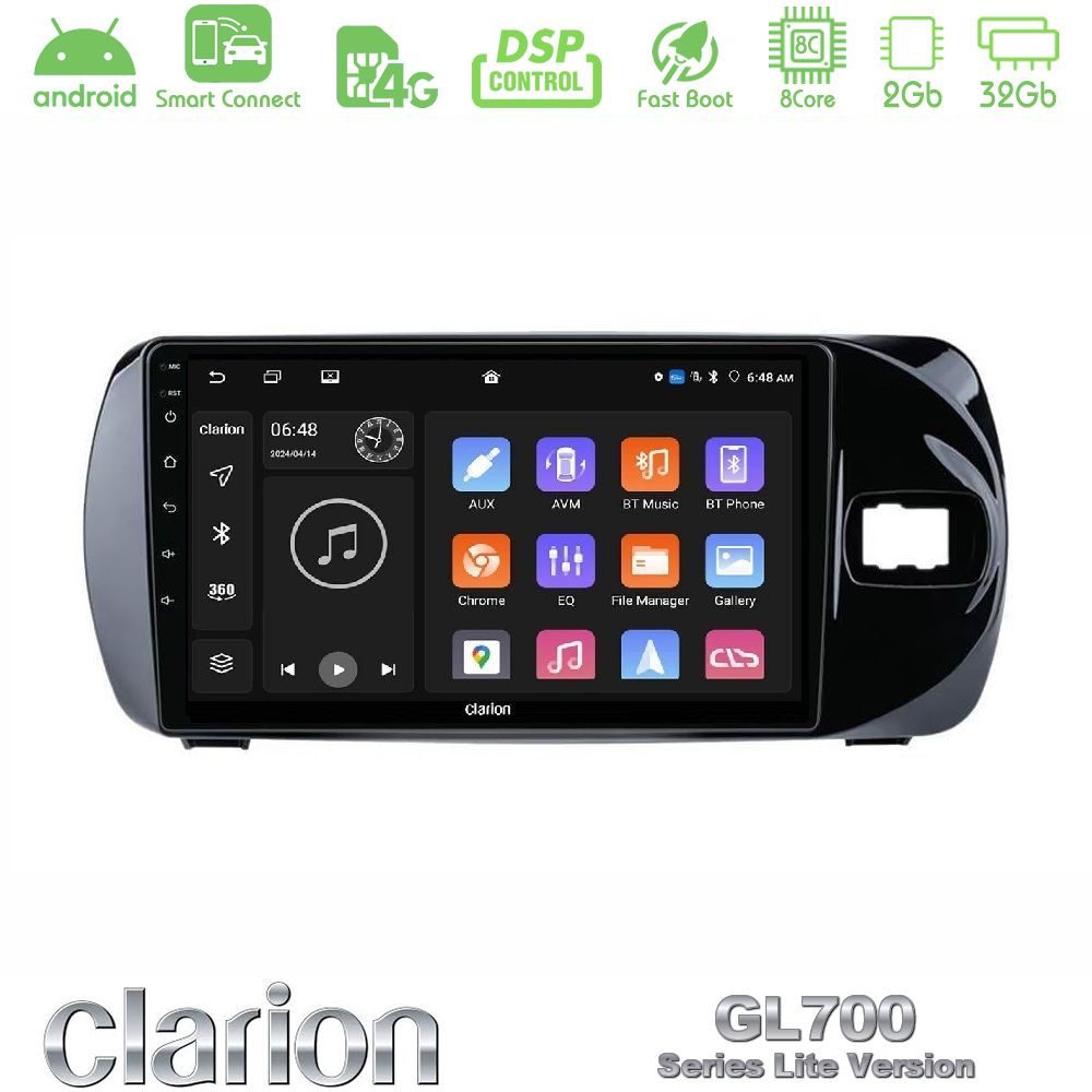 Clarion GL700 Lite Series 8Core Android ClarionOS 2+32GB Toyota Yaris (Vitz) 2015-2020 RHD Navigation Multimedia Tablet 9" Με Carplay & Android Auto