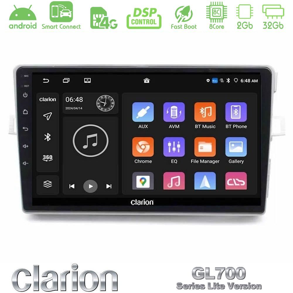Clarion GL700 Lite Series 8Core Android ClarionOS 2+32GB Toyota Verso 2009-2018 Navigation Multimedia Tablet 9" Με Carplay & Android Auto