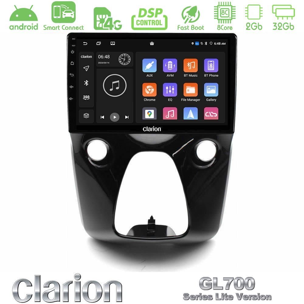Clarion GL700 Lite Series 8Core Android ClarionOS 2+32GB Toyota Aygo | Citroen C1 | Peugeot 108 Navigation Multimedia 10" Με Carplay & Android Auto
