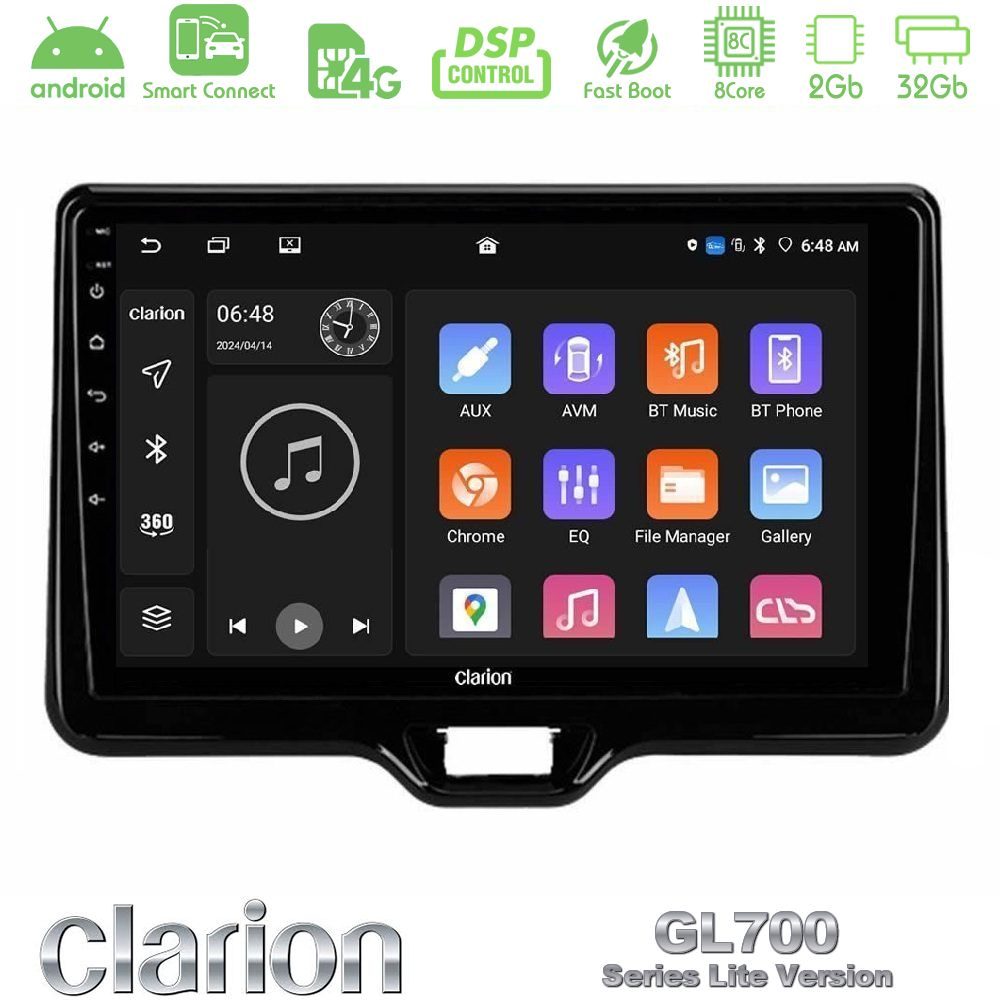 Clarion GL700 Lite Series 8Core Android ClarionOS 2+32GB Toyota Yaris Cross RHD 2020-> (Low Version) Navigation Multimedia Tablet 9" Με Carplay & Android Auto