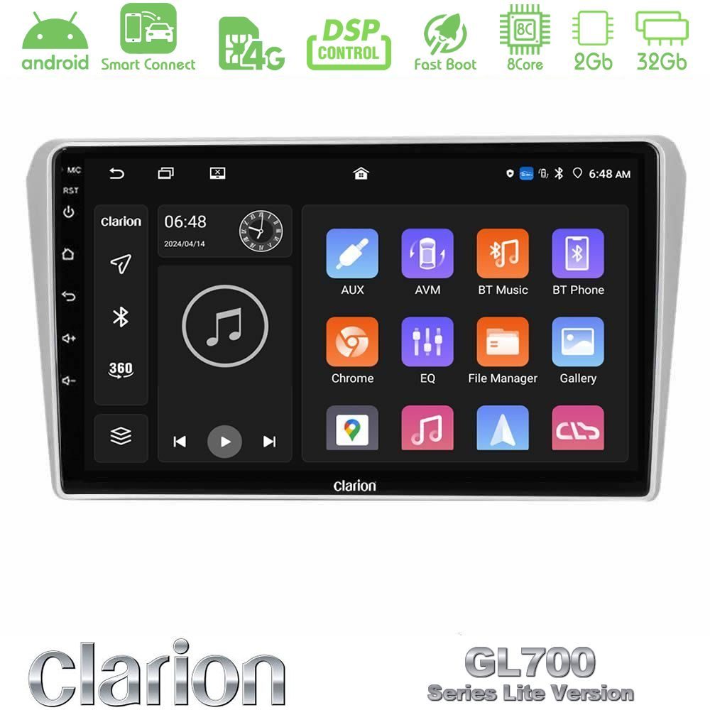 Clarion GL700 Lite Series 8Core Android ClarionOS 2+32GB Toyota Avensis T25 02/2003–2008 Navigation Multimedia Tablet 9" Με Carplay & Android Auto