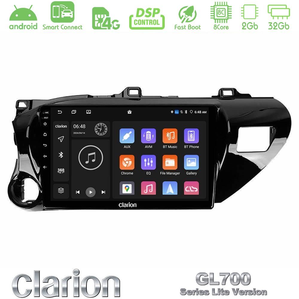 Clarion GL700 Lite Series 8Core Android ClarionOS 2+32GB Toyota Hilux 2017-2021 Navigation Multimedia Tablet 10" Με Carplay & Android Auto