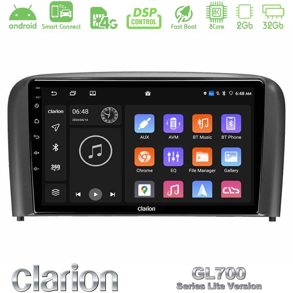 Clarion GL700 Lite Series 8Core Android ClarionOS 2+32GB Volvo S80 1998-2006 Navigation Multimedia Tablet 9" Με Carplay & Android Auto