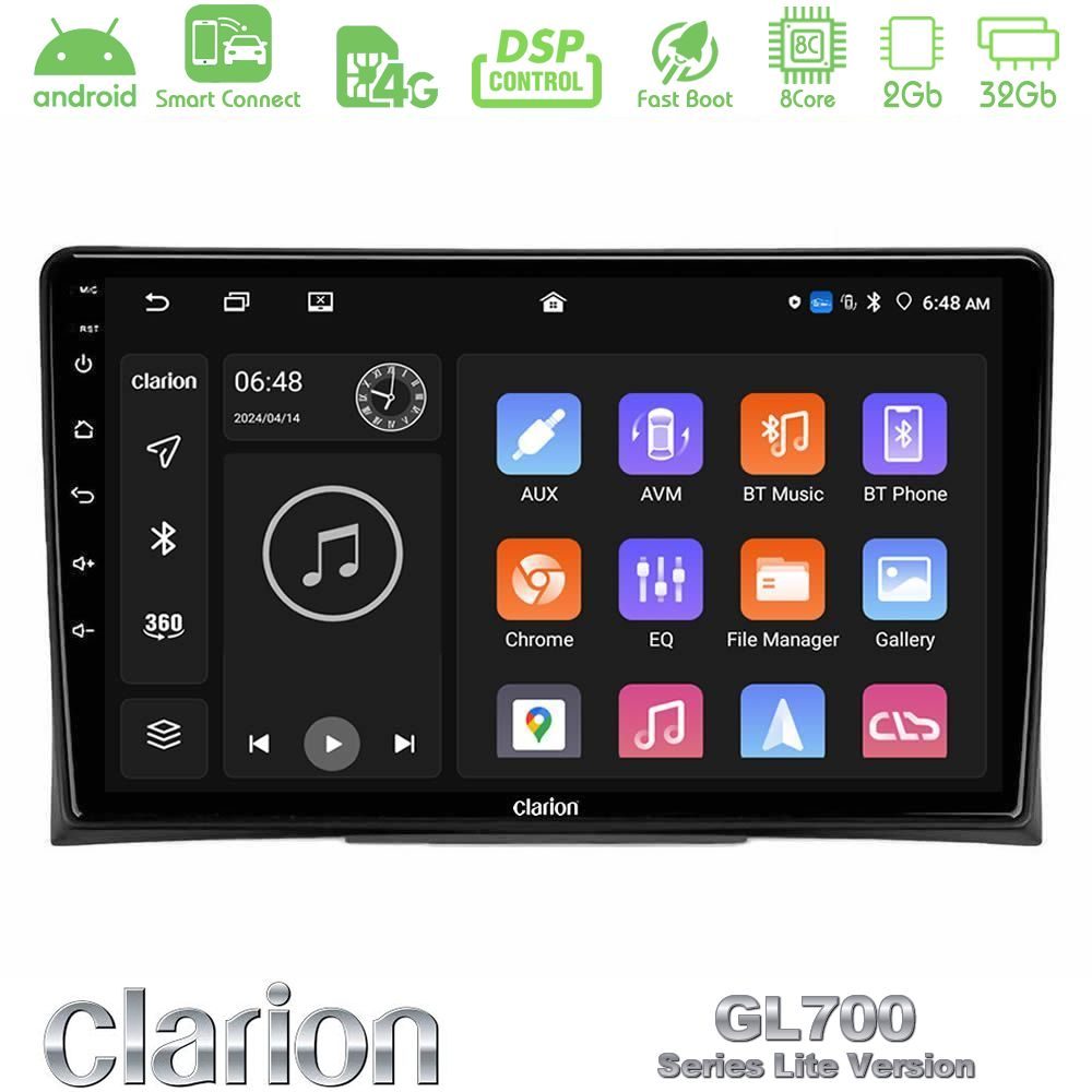 Clarion GL700 Lite Series 8Core Android ClarionOS 2+32GB VW Transporter 2003-2015 Navigation Multimedia Tablet 9" Με Carplay & Android Auto