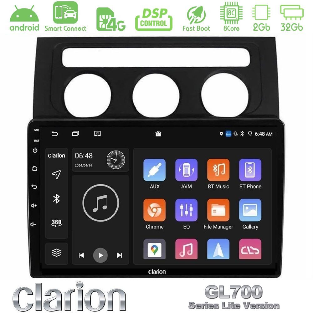 Clarion GL700 Lite Series 8Core Android ClarionOS 2+32GB VW Touran 2003-2011 Navigation Multimedia Tablet 10" Με Carplay & Android Auto