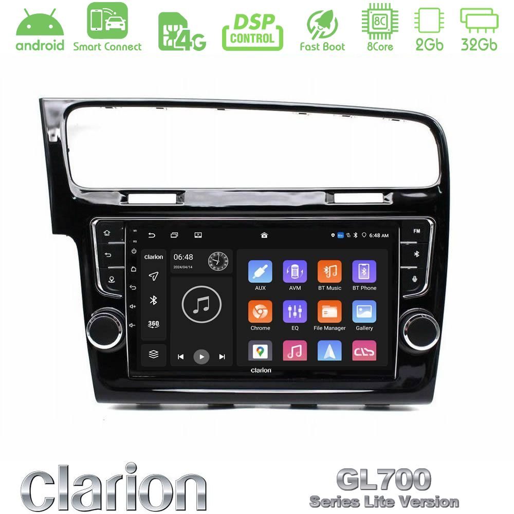 Clarion GL700 Lite Series 8Core Android ClarionOS 2+32GB VW GOLF 7 Navigation Multimedia Tablet 9" Με Carplay & Android Auto (OEM Look)