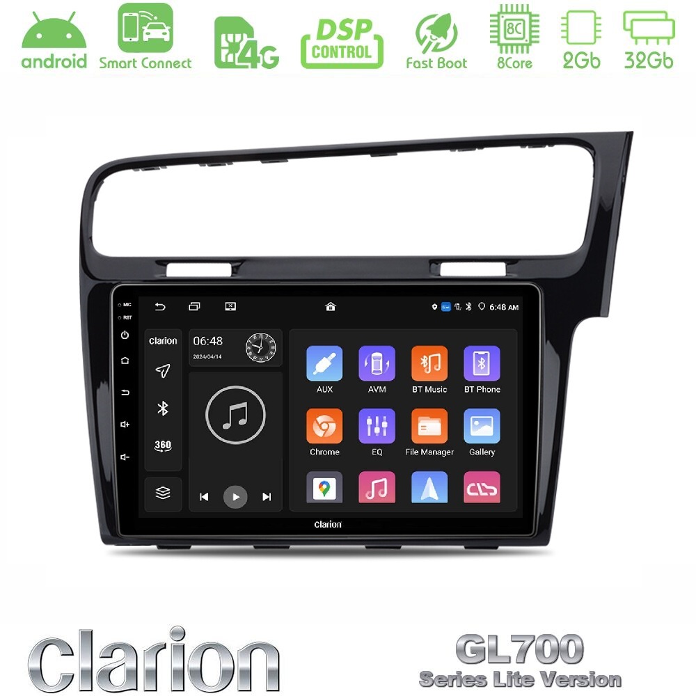 Clarion GL700 Lite Series 8Core Android ClarionOS 2+32GB VW GOLF 7 RHD Navigation Multimedia Tablet 10" Με Carplay & Android Auto