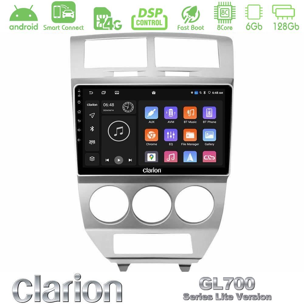 Clarion GL700 Lite Series 8Core Android ClarionOS 6+128GB Dodge Caliber 2006-2011 Navigation Multimedia Tablet 10" Με Carplay & Android Auto