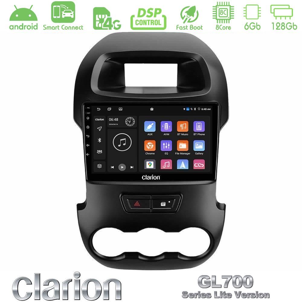 Clarion GL700 Lite Series 8Core Android ClarionOS 6+128GB Ford Ranger 2012-2016 Navigation Multimedia Tablet 9" Με Carplay & Android Auto