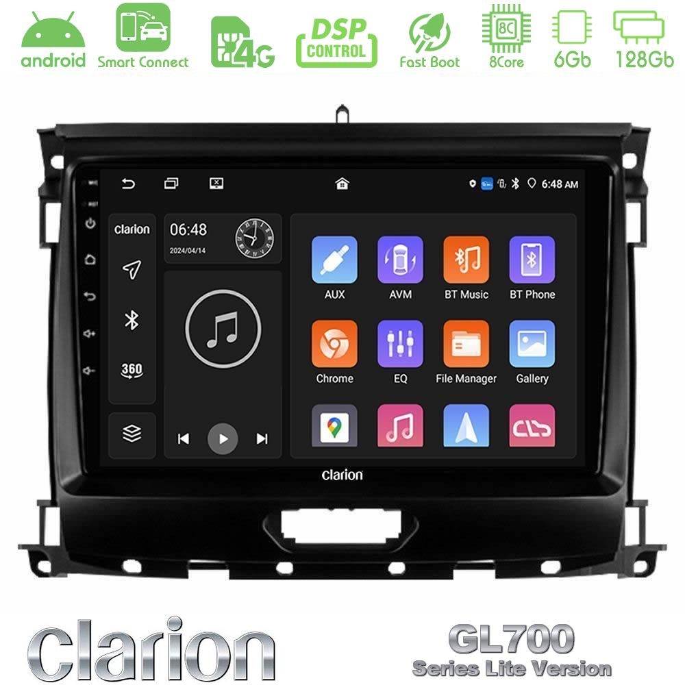 Clarion GL700 Lite Series 8Core Android ClarionOS 6+128GB Ford Ranger 2017-2022 Navigation Multimedia Tablet 9" Με Carplay & Android Auto