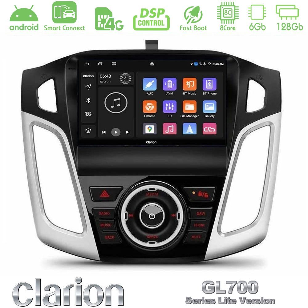 Clarion GL700 Lite Series 8Core Android ClarionOS 6+128GB Ford Focus 2012-2018 Navigation Multimedia Tablet 9" Με Carplay & Android Auto