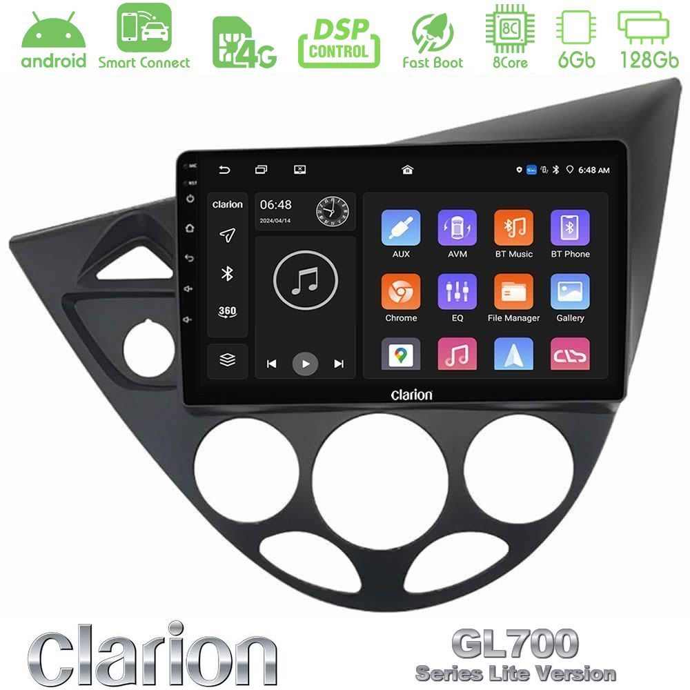 Clarion GL700 Lite Series 8Core Android ClarionOS 6+128GB Ford Focus 1999-2004 Navigation Multimedia Tablet 9" Με Carplay & Android Auto