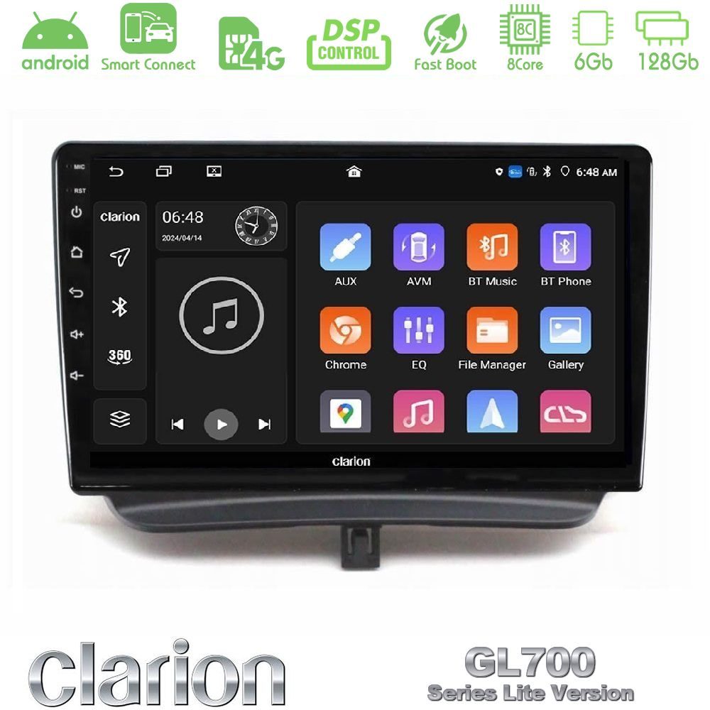 Clarion GL700 Lite Series 8Core Android ClarionOS 6+128GB Ford Courier 2015-2023 Navigation Multimedia Tablet 9" Με Carplay & Android Auto